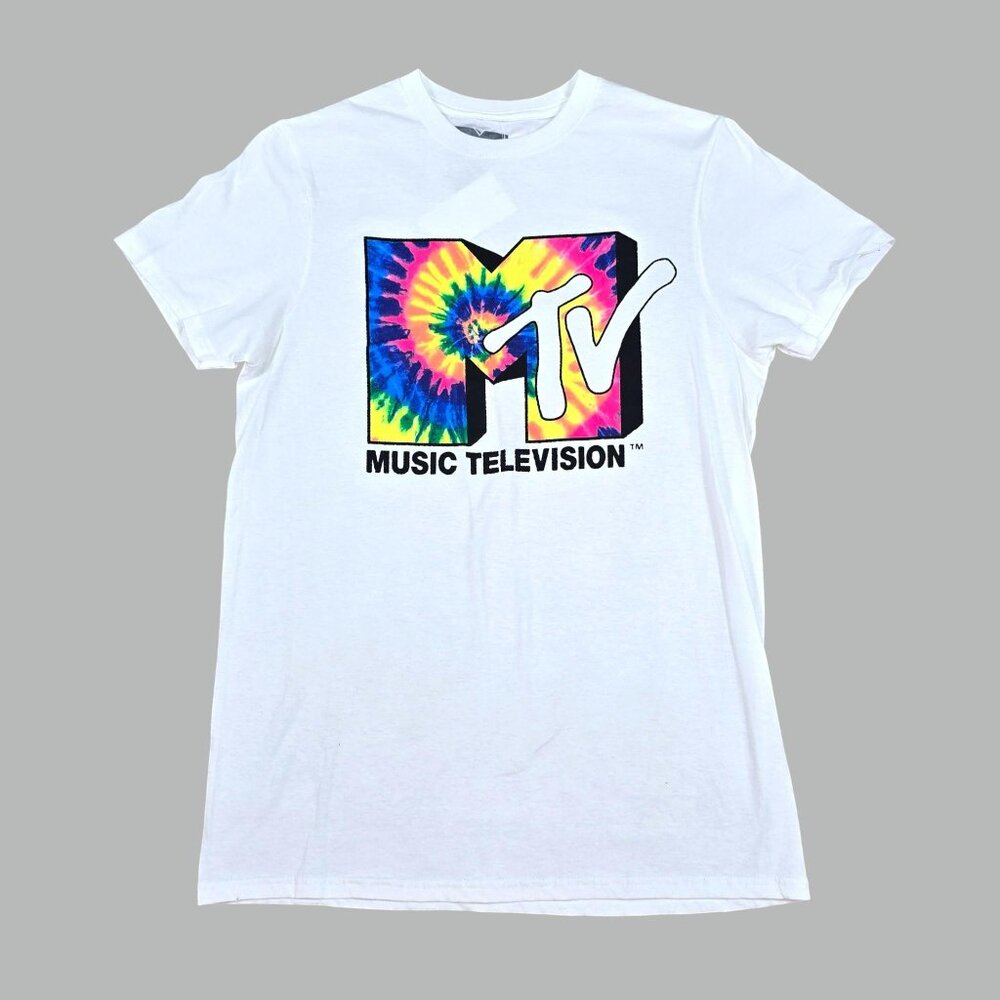 MTV Music Television Tie Dye Logo Graphic Tee Small NWT Retro